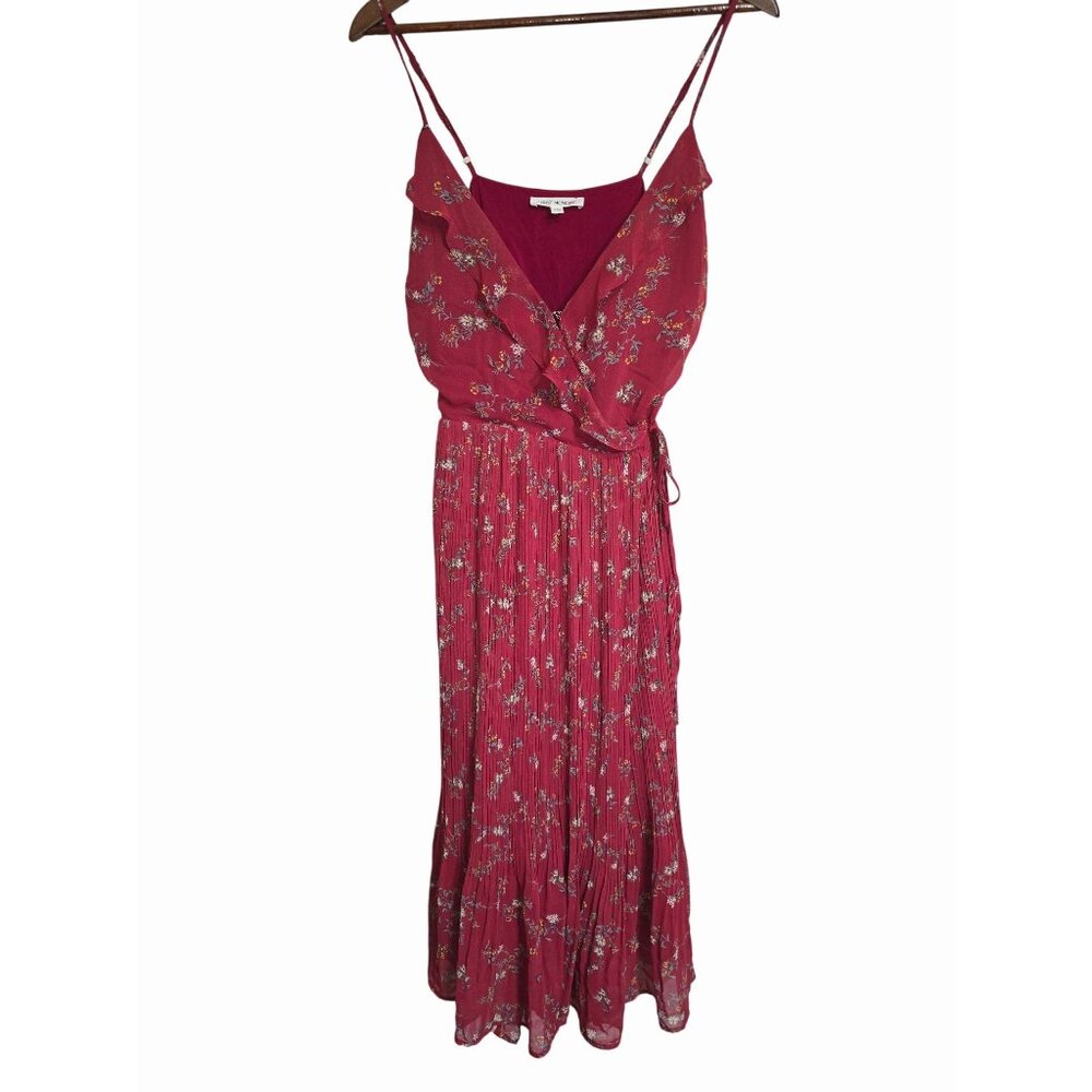 Anthropologie First Monday Womens Floral Wrap Maxi Brick Dress Red Medium